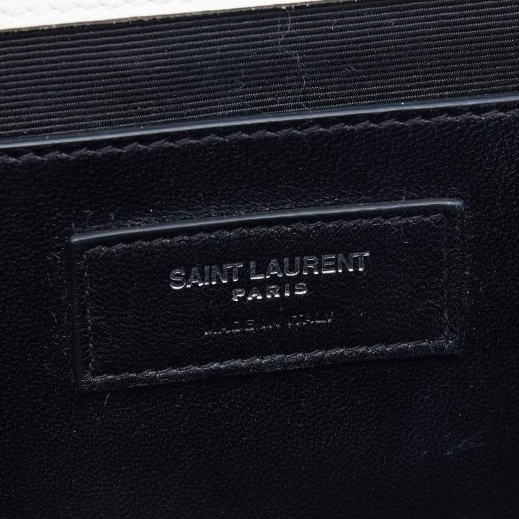 Pre Owned Saint Laurent White Tri Quilted Leather Monogram Envelope Shoulder Bag