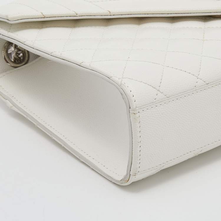 Pre Owned Saint Laurent White Tri Quilted Leather Monogram Envelope Shoulder Bag