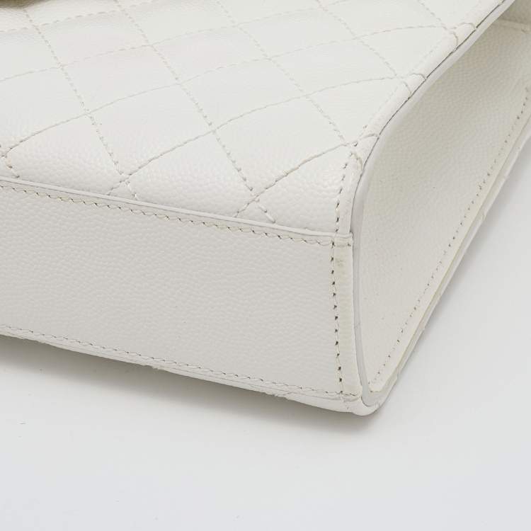 Pre Owned Saint Laurent White Tri Quilted Leather Monogram Envelope Shoulder Bag