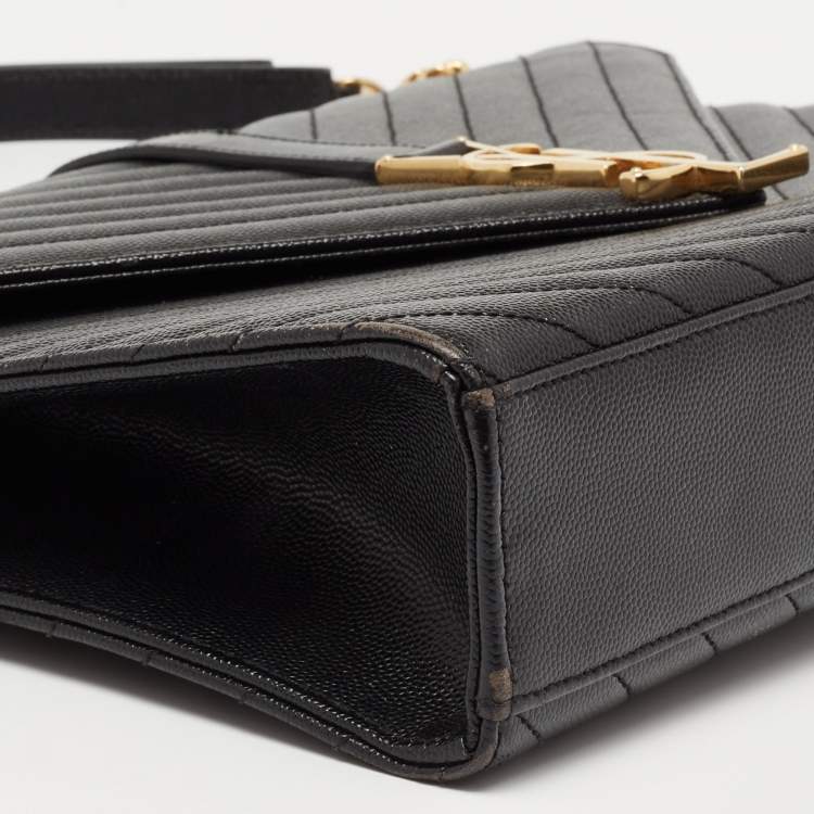 Pre Owned Saint Laurent Black Matelasse Leather Large Cassandre Flap Bag