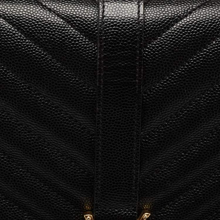 Pre Owned Saint Laurent Black Matelasse Leather Large Cassandre Flap Bag