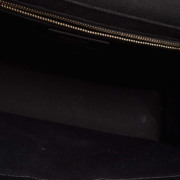 Pre Owned Saint Laurent Black Matelasse Leather Large Cassandre Flap Bag