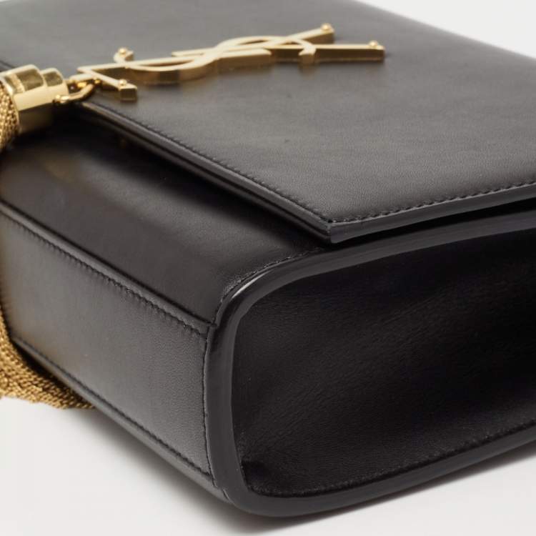 Pre Owned Saint Laurent Black Leather Medium Kate Tassel Shoulder Bag