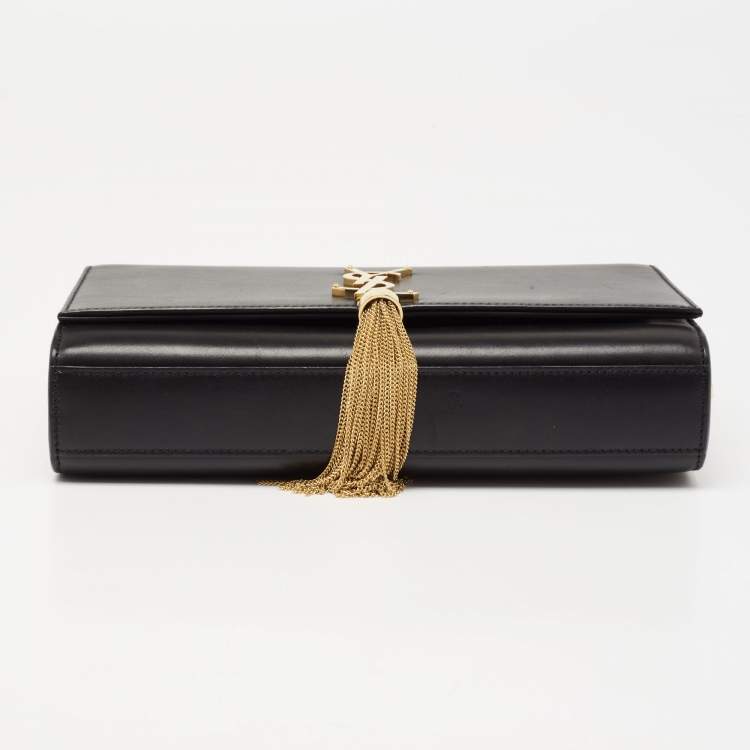 Pre Owned Saint Laurent Black Leather Medium Kate Tassel Shoulder Bag
