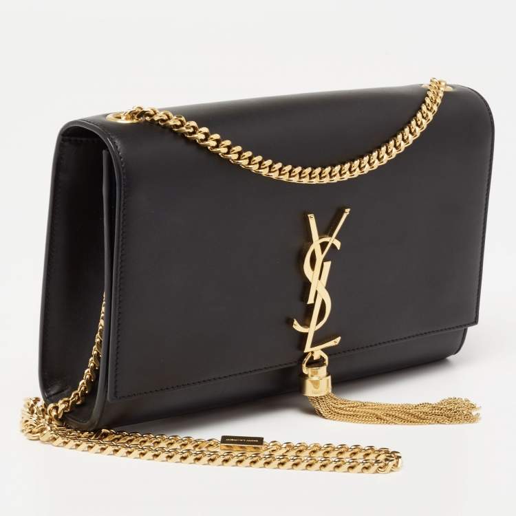 Pre Owned Saint Laurent Black Leather Medium Kate Tassel Shoulder Bag