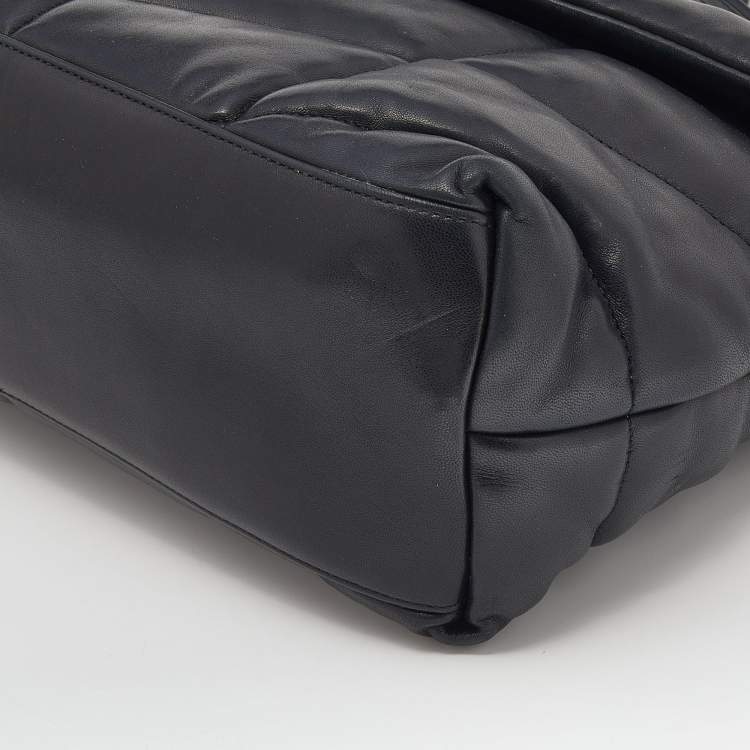 Pre Owned Saint Laurent Black Puffer Leather Medium Loulou Shoulder Bag