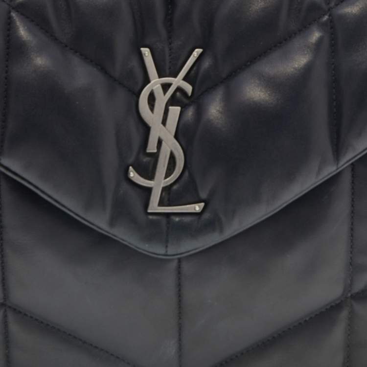 Pre Owned Saint Laurent Black Puffer Leather Medium Loulou Shoulder Bag