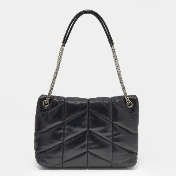 Pre Owned Saint Laurent Black Puffer Leather Medium Loulou Shoulder Bag
