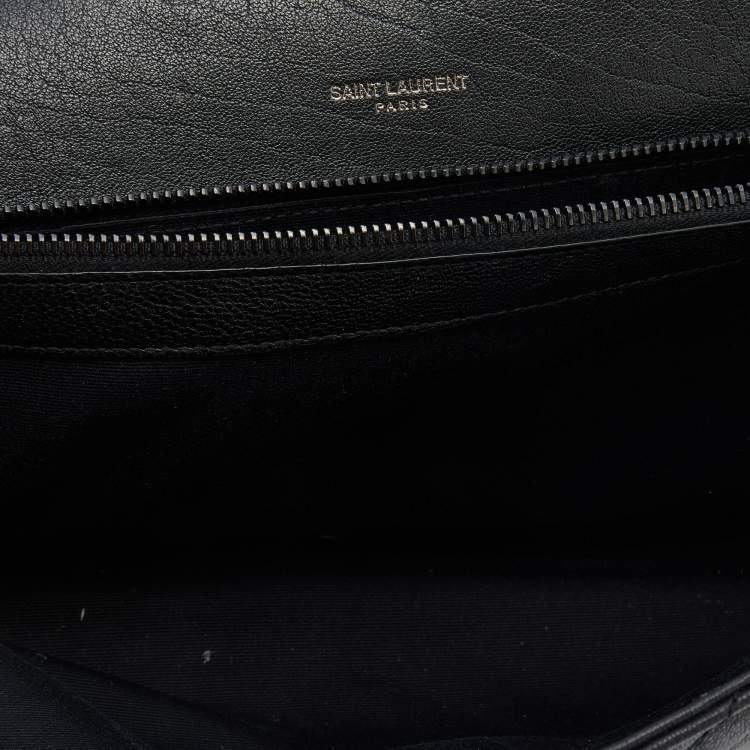 Pre Owned Saint Laurent Black Matelassé Leather Large College Top Handle Bag