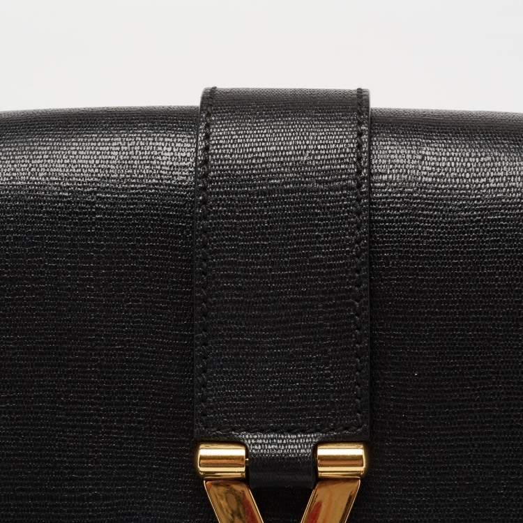 Pre Owned Yves Saint Laurent Black Leather Large Chyc Flap Shoulder Bag