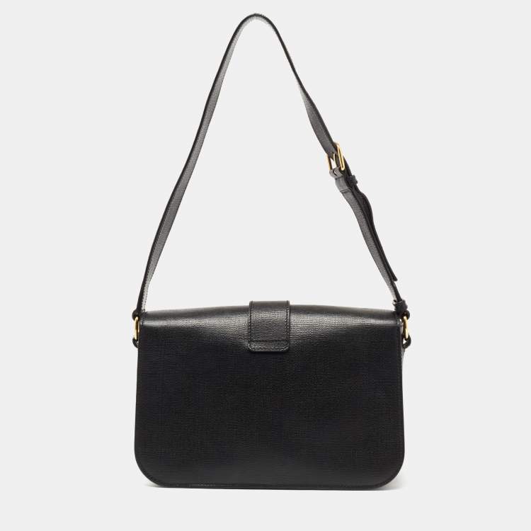 Pre Owned Yves Saint Laurent Black Leather Large Chyc Flap Shoulder Bag