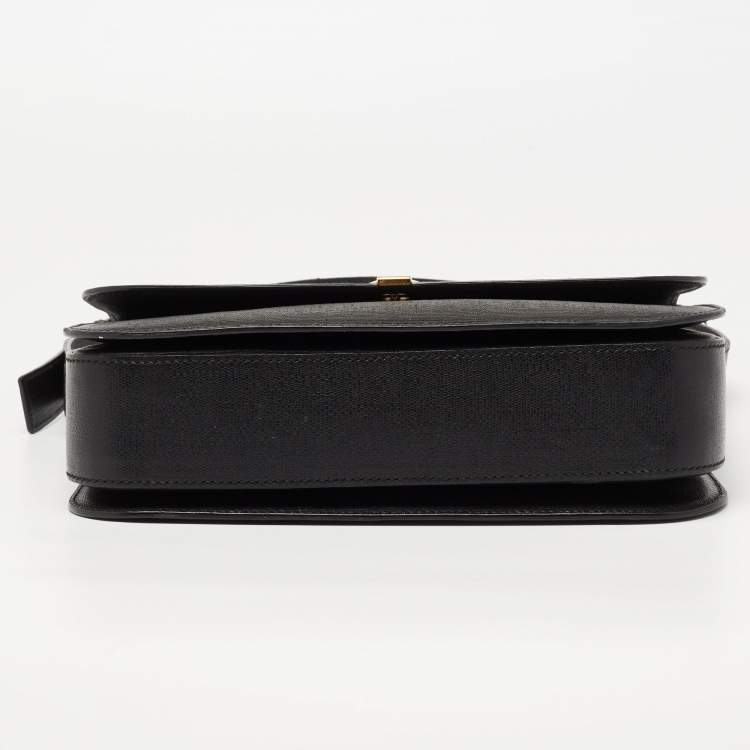 Pre Owned Yves Saint Laurent Black Leather Large Chyc Flap Shoulder Bag