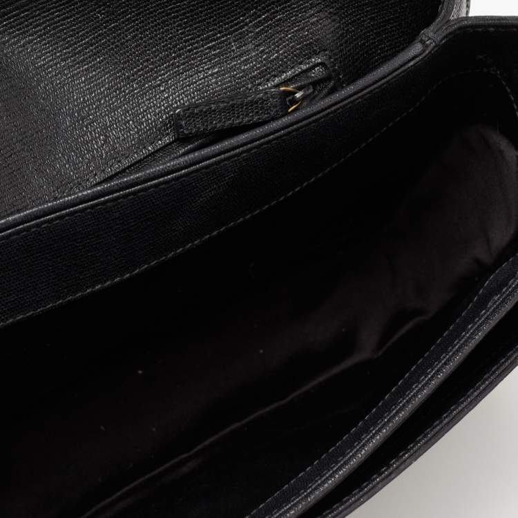 Pre Owned Yves Saint Laurent Black Leather Large Chyc Flap Shoulder Bag
