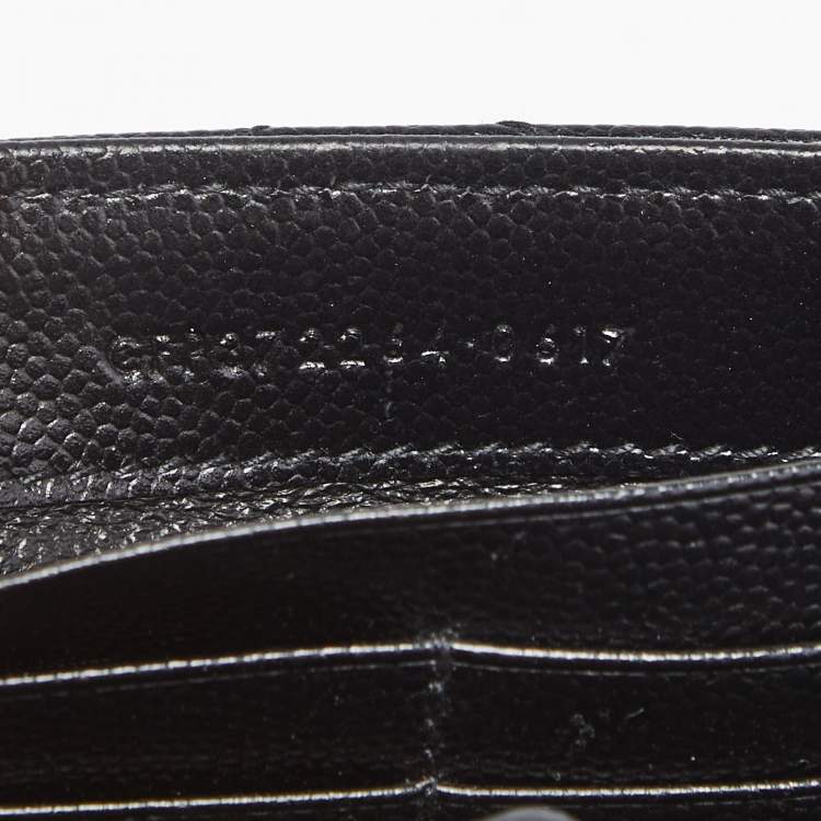 Pre Owned Saint Laurent Black Chevron Leather Monogram Envelope Flap Continental Wallet