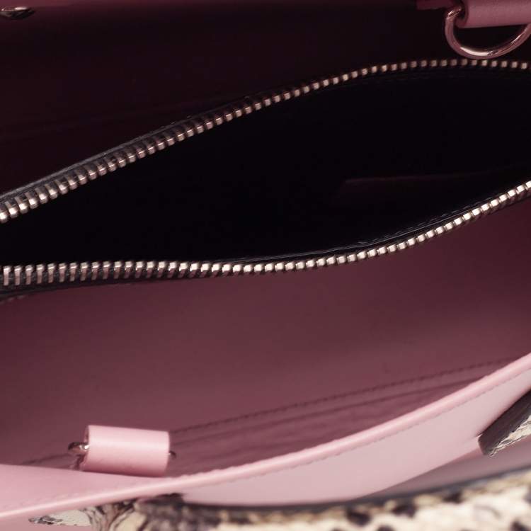 Pre Owned Saint Laurent Pink/Monochrome Leather and Python Embossed Baby Classic Sac De Jour Tote