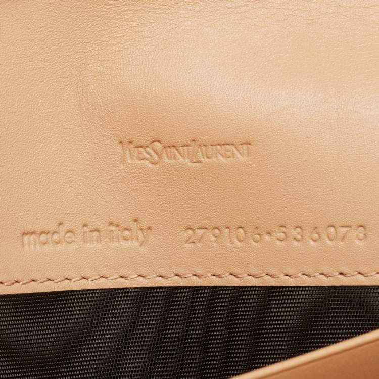 Pre Owned Saint Laurent Beige Patent Leather Belle De Jour Flap Clutch