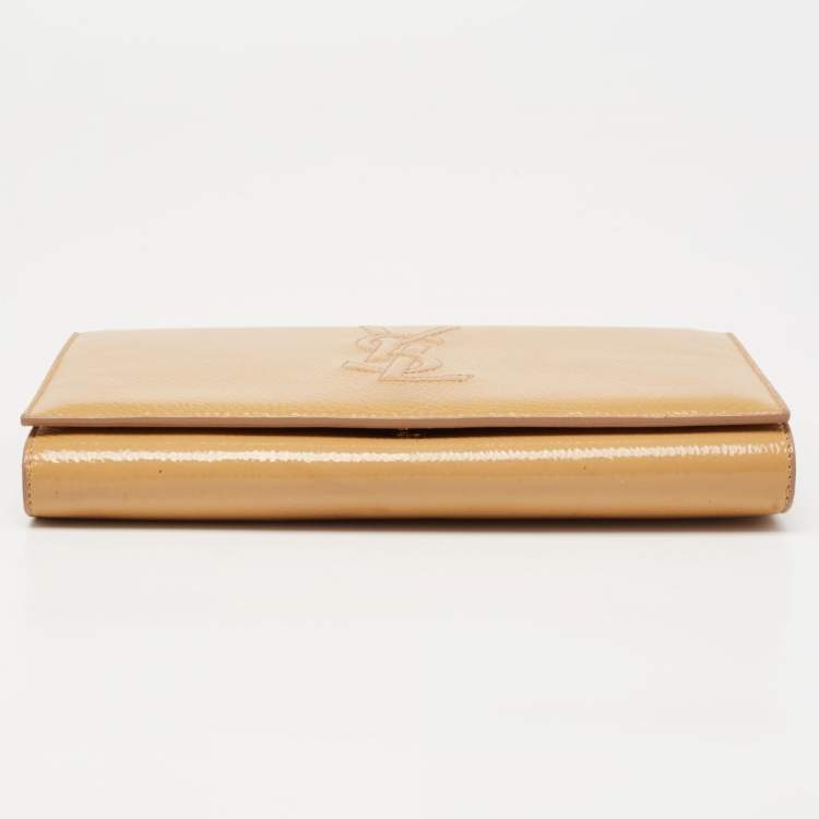 Pre Owned Saint Laurent Beige Patent Leather Belle De Jour Flap Clutch