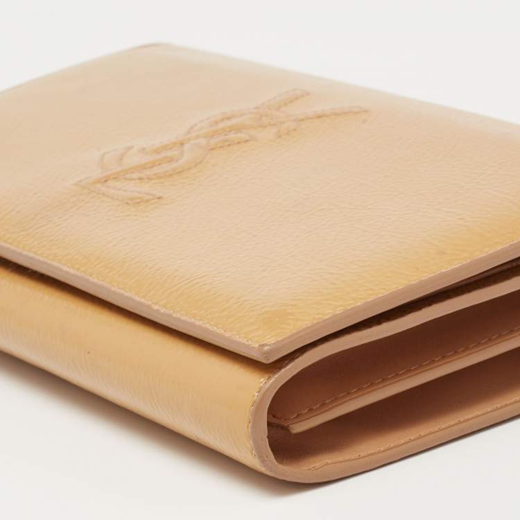 Pre Owned Saint Laurent Beige Patent Leather Belle De Jour Flap Clutch