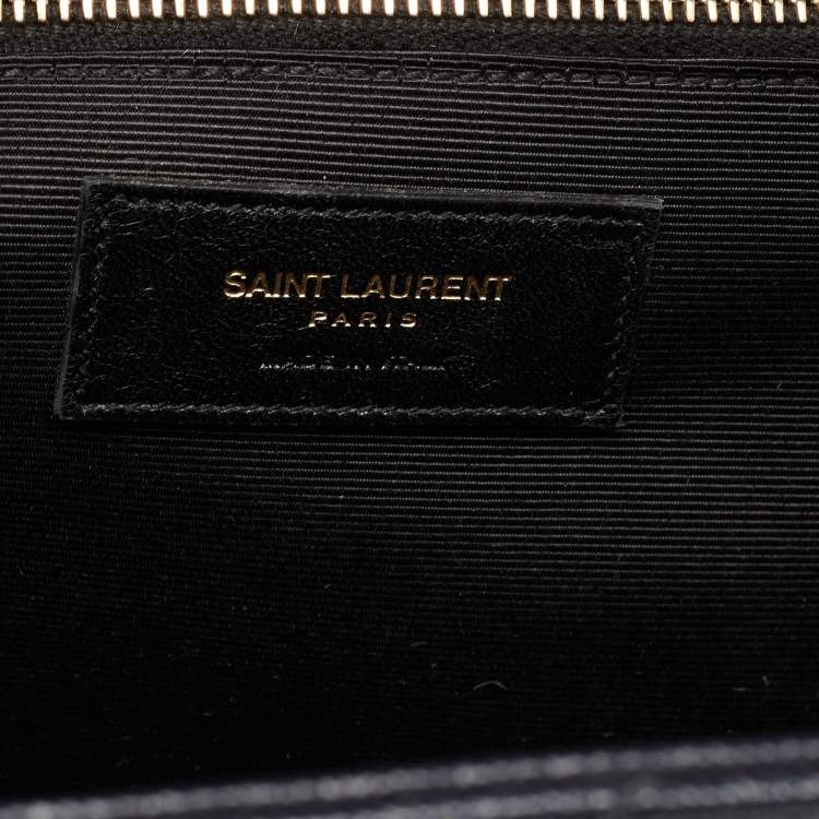 Pre Owned Saint Laurent Navy Blue Quilted Leather Monogram Envelope Shoulder Bag