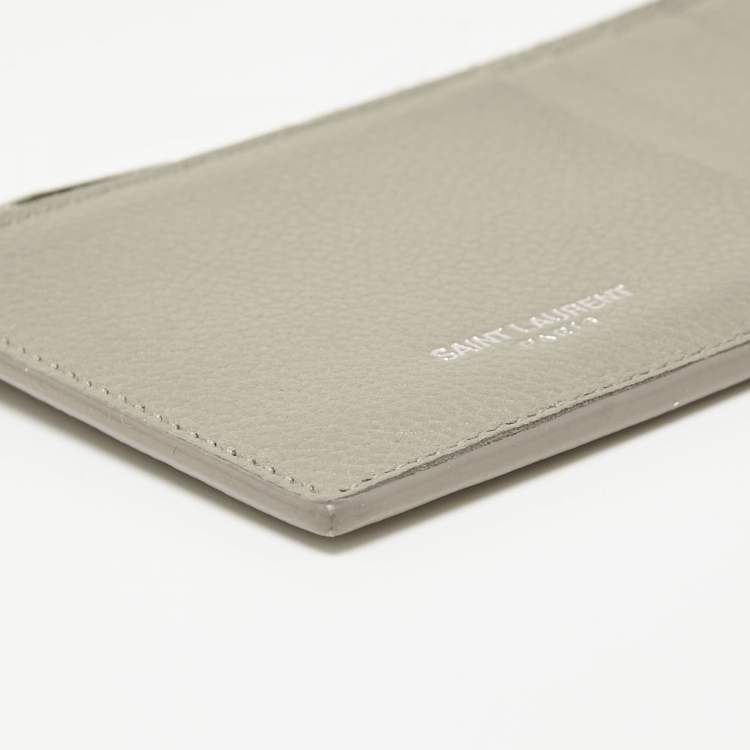 Pre Owned Saint Laurent Grey Leather Fragment Card Case
