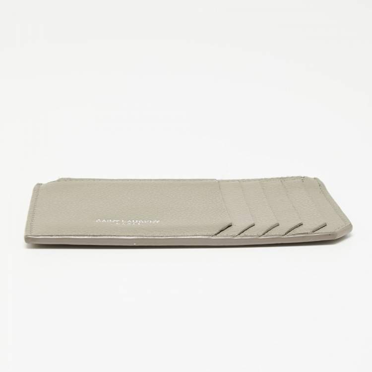Pre Owned Saint Laurent Grey Leather Fragment Card Case