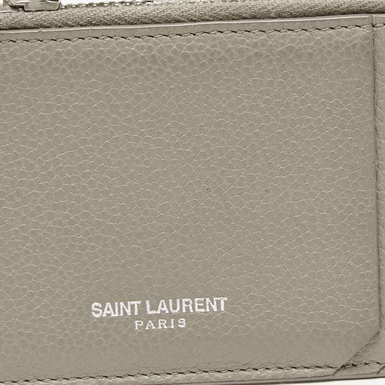 Pre Owned Saint Laurent Grey Leather Fragment Card Case