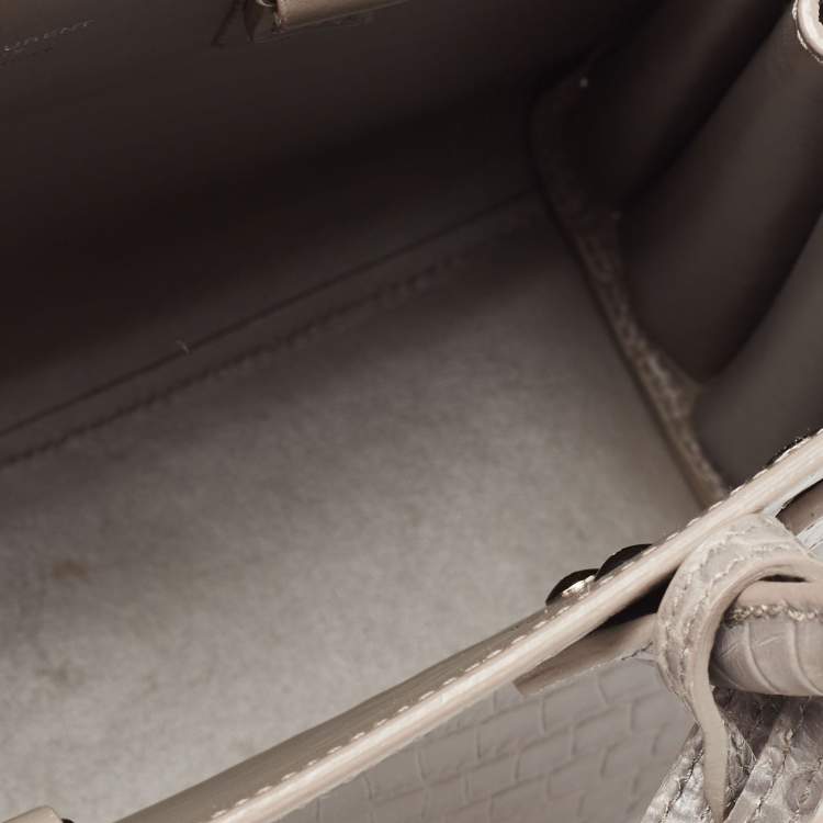 Pre Owned Saint Laurent Grey Croc Embossed Leather Nano Classic Sac De Jour Tote