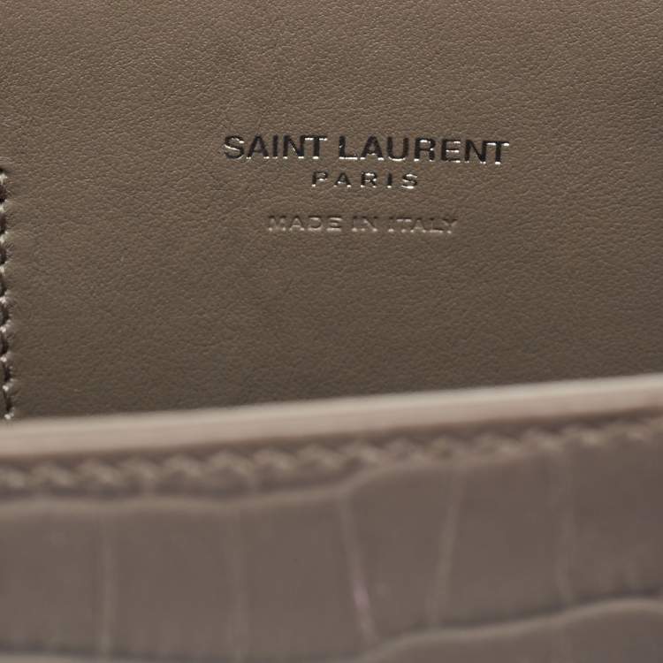 Pre Owned Saint Laurent Grey Croc Embossed Leather Nano Classic Sac De Jour Tote