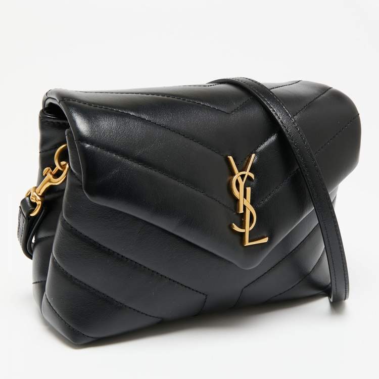 Pre Owned Saint Laurent Black Quilted Leather Toy Loulou Crossbody Bag