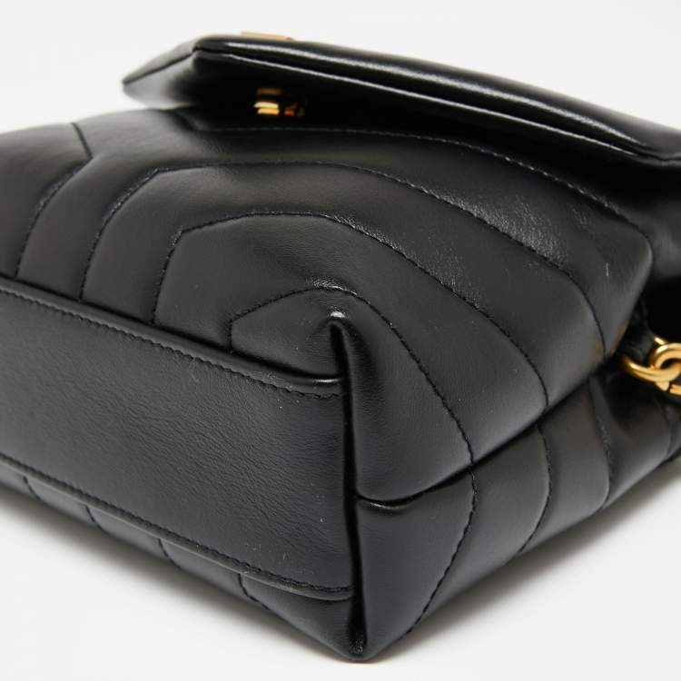 Pre Owned Saint Laurent Black Quilted Leather Toy Loulou Crossbody Bag