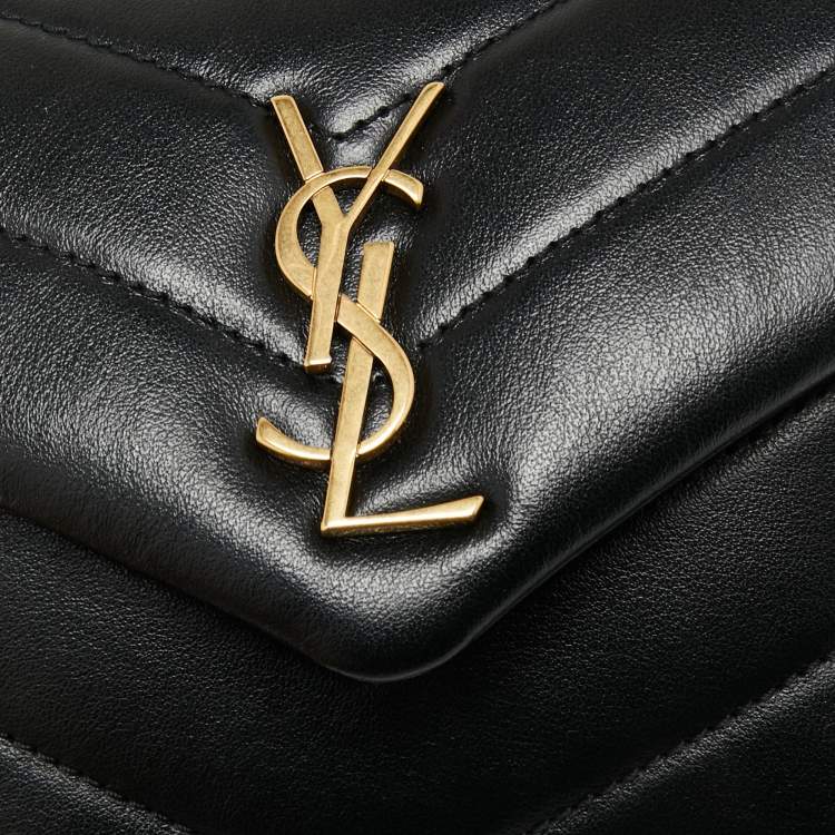 Pre Owned Saint Laurent Black Quilted Leather Toy Loulou Crossbody Bag