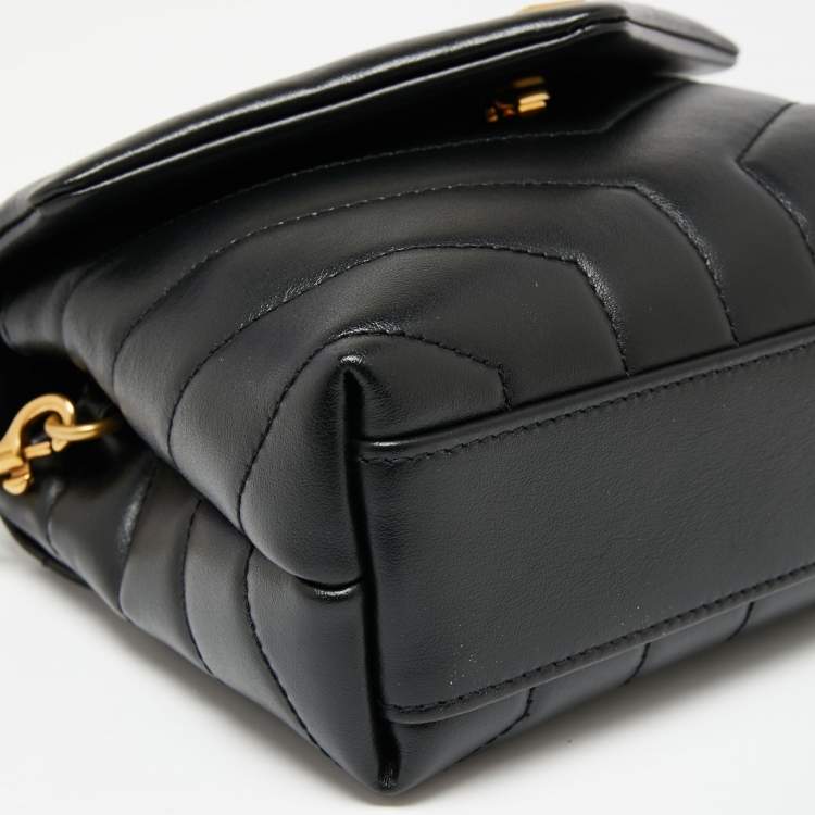 Pre Owned Saint Laurent Black Quilted Leather Toy Loulou Crossbody Bag