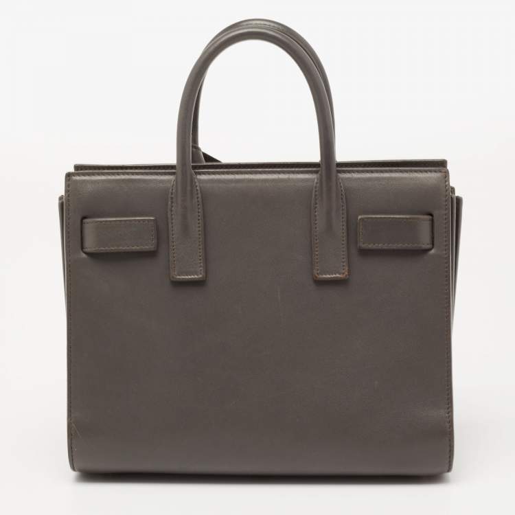 Pre Owned Saint Laurent Grey Leather Nano Classic Sac De Jour Tote