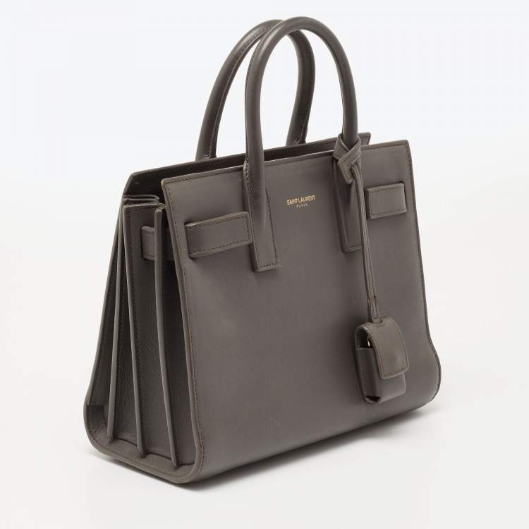 Pre Owned Saint Laurent Grey Leather Nano Classic Sac De Jour Tote