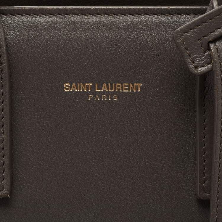 Pre Owned Saint Laurent Grey Leather Nano Classic Sac De Jour Tote