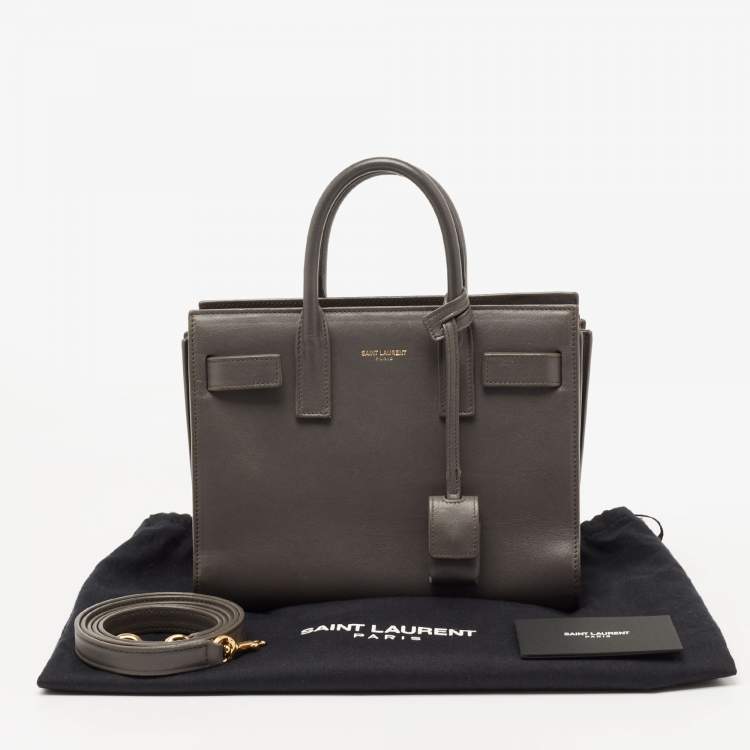 Pre Owned Saint Laurent Grey Leather Nano Classic Sac De Jour Tote
