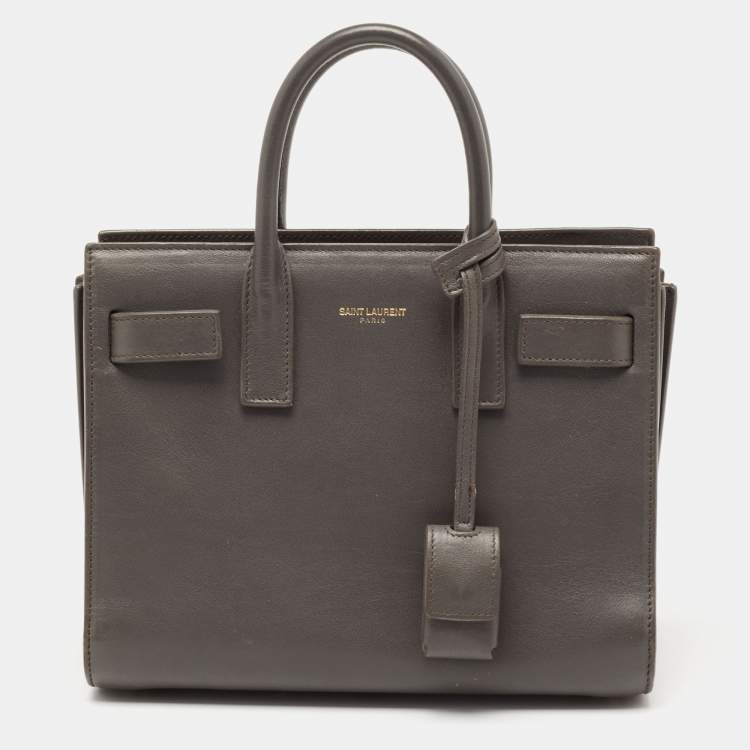 Pre Owned Saint Laurent Grey Leather Nano Classic Sac De Jour Tote