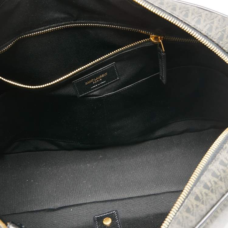 Pre Owned Saint Laurent Brown/Black Signature Coated Canvas and Leather Briefcase