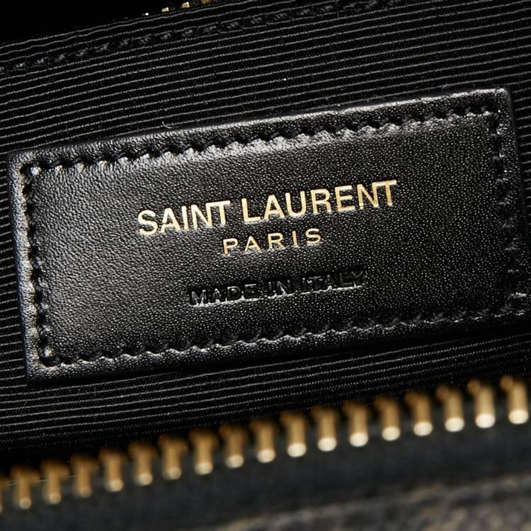 Pre Owned Saint Laurent Brown/Black Signature Coated Canvas and Leather Briefcase