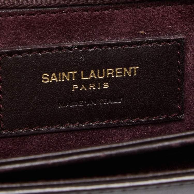 Pre Owned Saint Laurent Burgundy Leather Medium Monogram Universite Shoulder Bag