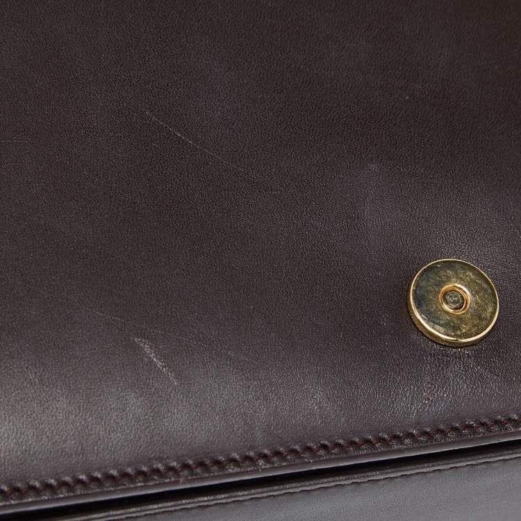 Pre Owned Saint Laurent Burgundy Leather Medium Monogram Universite Shoulder Bag