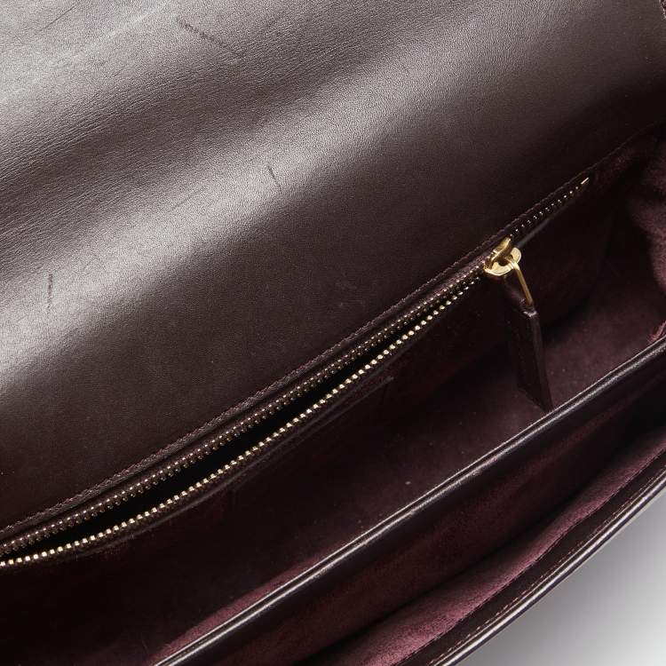 Pre Owned Saint Laurent Burgundy Leather Medium Monogram Universite Shoulder Bag