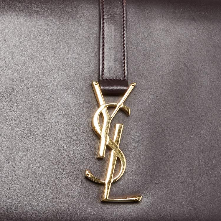 Pre Owned Saint Laurent Burgundy Leather Medium Monogram Universite Shoulder Bag
