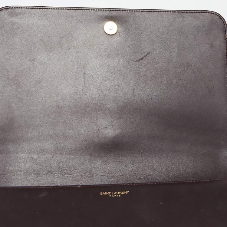 Pre Owned Saint Laurent Burgundy Leather Medium Monogram Universite Shoulder Bag