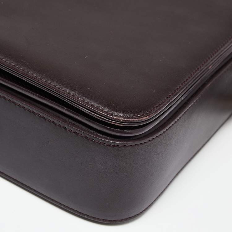 Pre Owned Saint Laurent Burgundy Leather Medium Monogram Universite Shoulder Bag
