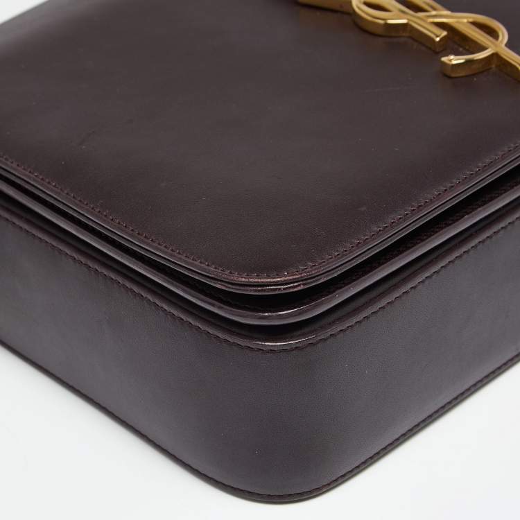 Pre Owned Saint Laurent Burgundy Leather Medium Monogram Universite Shoulder Bag