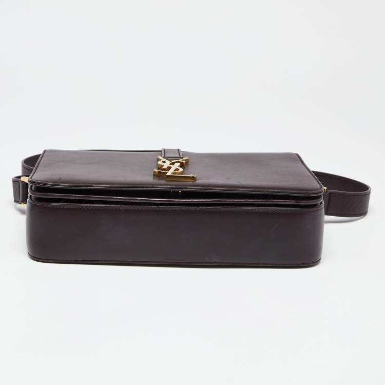 Pre Owned Saint Laurent Burgundy Leather Medium Monogram Universite Shoulder Bag