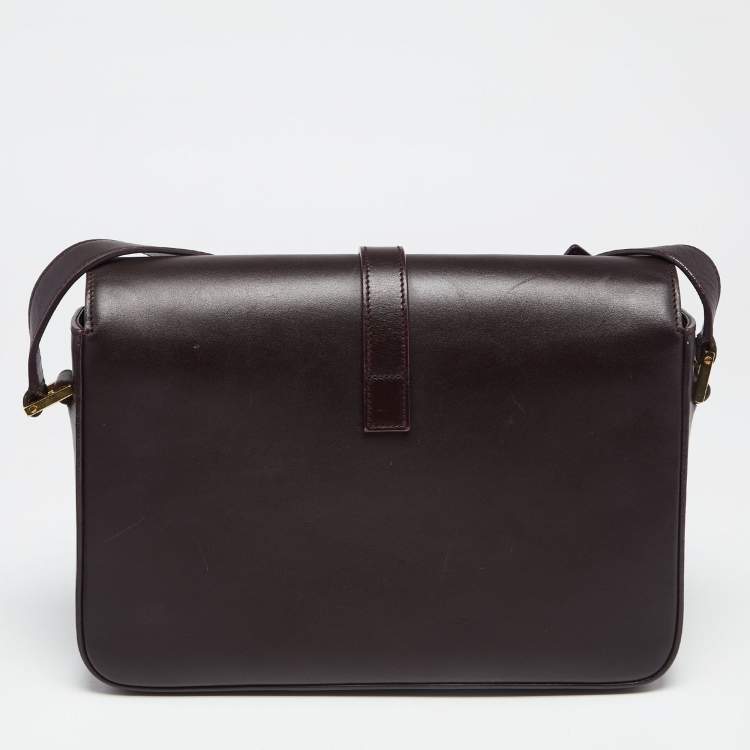 Pre Owned Saint Laurent Burgundy Leather Medium Monogram Universite Shoulder Bag