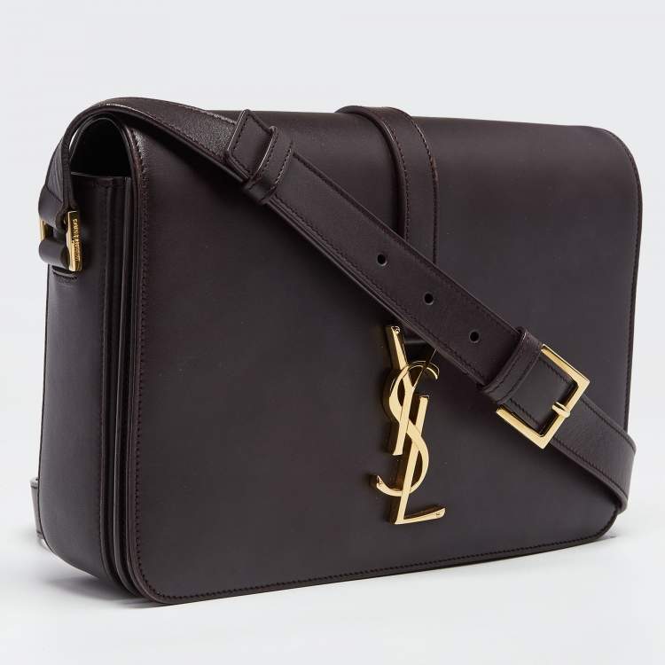 Pre Owned Saint Laurent Burgundy Leather Medium Monogram Universite Shoulder Bag