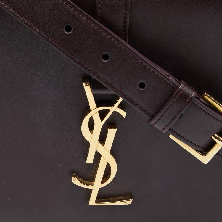 Pre Owned Saint Laurent Burgundy Leather Medium Monogram Universite Shoulder Bag